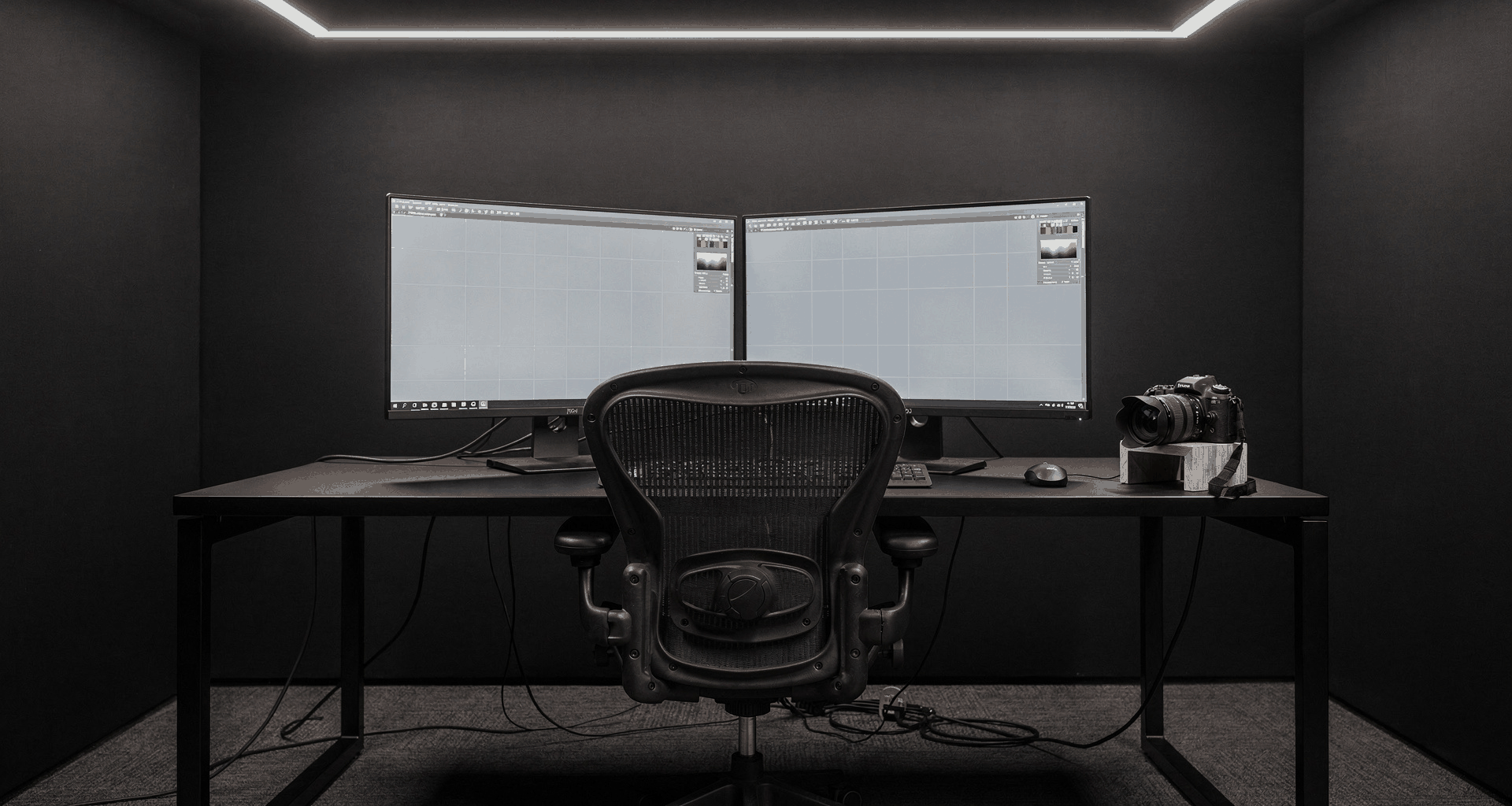 Digital editing of landscape photography on a professional monitor